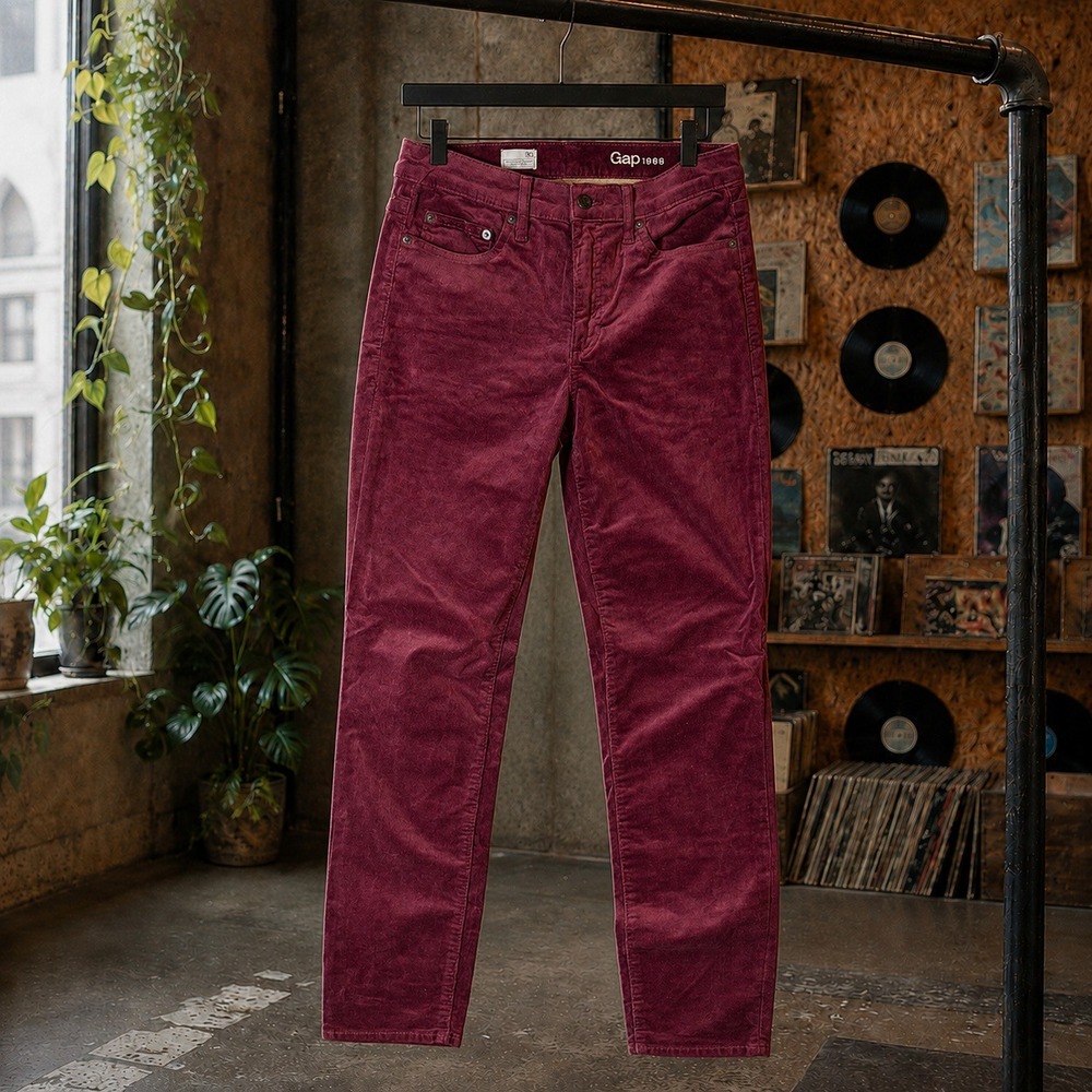 Gap 1969 Modern Stretch True Skinny Corduroy Pants Burgundy Mens 30r